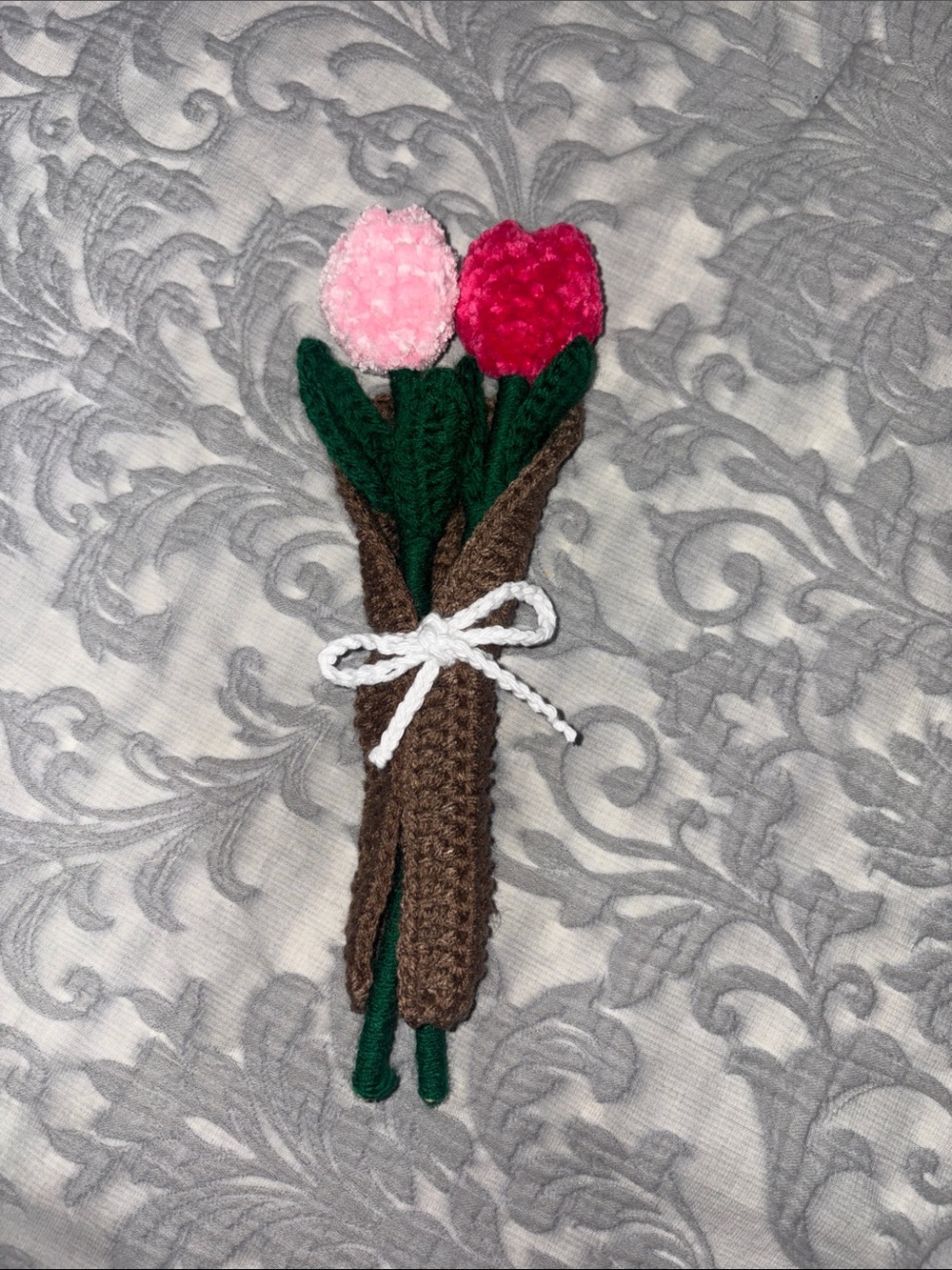 Handmade Crocheted Flower Bouquet - Pink & Hot Pink